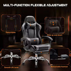 TUYOHW PU Leather Criss Cross Chair on Wheels with Footrest and Lumbar Support,Office Chair with Fixed Up Armrest,Gaming Chair for Office