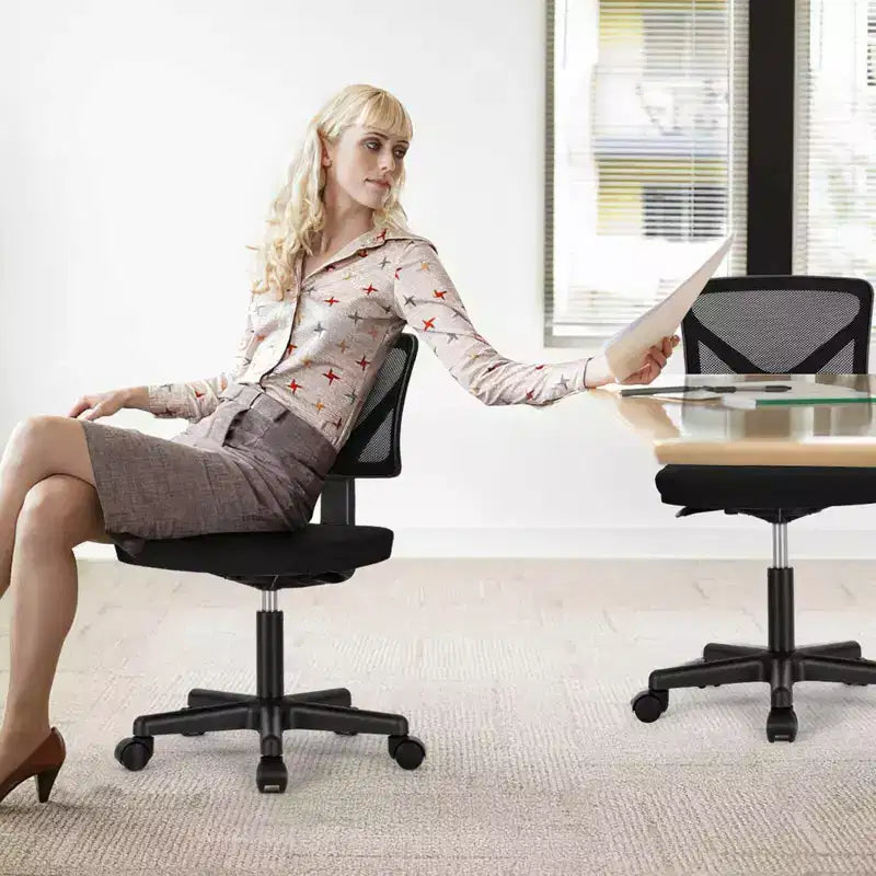 Chaise de bureau TUYOHW à roulettes en maille, croisée pivotante, avec hauteur réglable et soutien lombaire, chaise de jeu à dossier bas pour le bureau