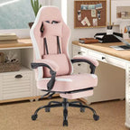 TUYOHW Microfiber Swivel Criss Cross Chair on Wheels,Office Chair with Removable Headrest and Waist Pillow,Gaming Chair for Office