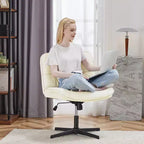 Chaise de bureau sans roulettes TUYOHW en cuir PU avec piétement croisé pivotant, fauteuil de bureau réglable en hauteur, chaise de jeu sans accoudoirs pour le bureau