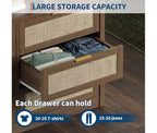 Commode à 6 tiroirs pour chambre, commode large en rotin, en bois avec poignées dorées, meuble TV de ferme, table d'entrée, commode moderne pour la pièce