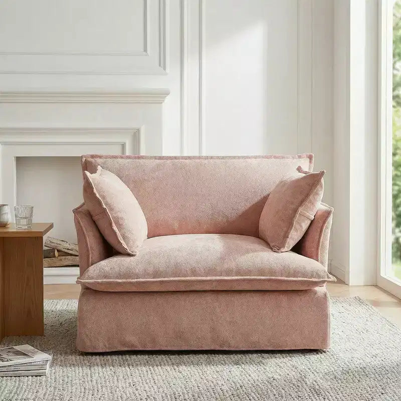 Fauteuil d'appoint surdimensionné Whisen 47.2, fauteuil en chenille, canapé simple confortable comme un nuage avec base et accoudoirs modernes