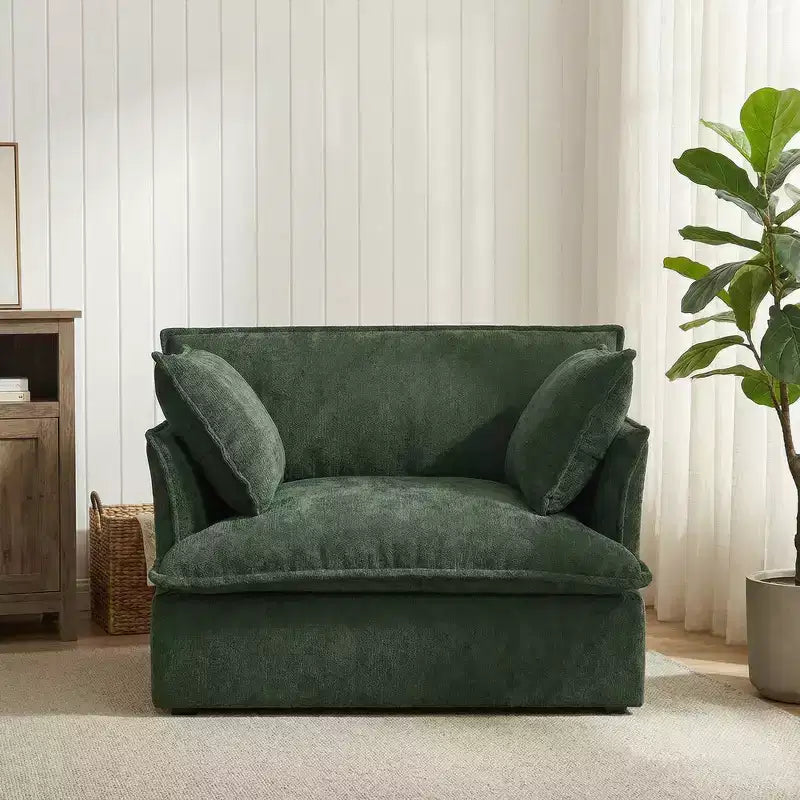 Fauteuil d'appoint surdimensionné Whisen 47.2, fauteuil en chenille, canapé simple confortable comme un nuage avec base et accoudoirs modernes