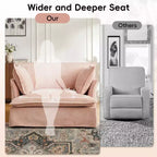 Fauteuil d'appoint surdimensionné Whisen 47.2, fauteuil en chenille, canapé simple confortable comme un nuage avec base et accoudoirs modernes