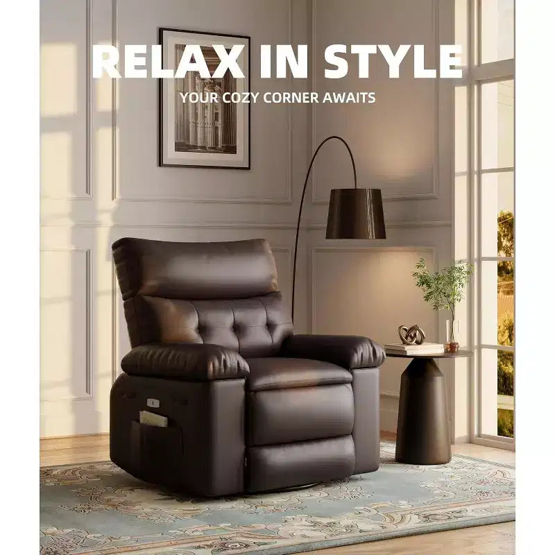 Power Lift Recliner Chair with Heat and Massage, Giant 27 Wide Seat, 360 Swivel Manual Rocker, Remote Control Oversized Recliner for Living Room