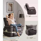 Power Lift Recliner Chair with Heat and Massage, Giant 27 Wide Seat, 360 Swivel Manual Rocker, Remote Control Oversized Recliner for Living Room