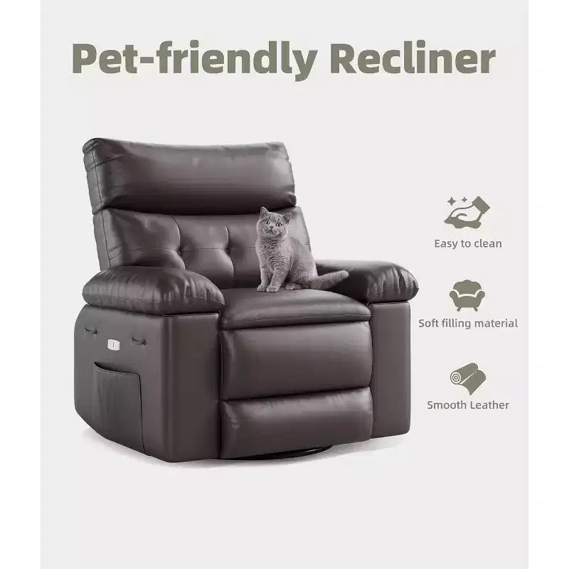 Power Lift Recliner Chair with Heat and Massage, Giant 27 Wide Seat, 360 Swivel Manual Rocker, Remote Control Oversized Recliner for Living Room