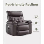 Power Lift Recliner Chair with Heat and Massage, Giant 27 Wide Seat, 360 Swivel Manual Rocker, Remote Control Oversized Recliner for Living Room