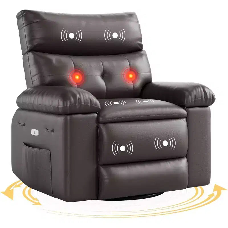 Power Lift Recliner Chair with Heat and Massage, Giant 27 Wide Seat, 360 Swivel Manual Rocker, Remote Control Oversized Recliner for Living Room
