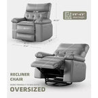 Power Lift Recliner Chair with Heat and Massage, Giant 27 Wide Seat, 360 Swivel Manual Rocker, Remote Control Oversized Recliner for Living Room