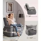 Power Lift Recliner Chair with Heat and Massage, Giant 27 Wide Seat, 360 Swivel Manual Rocker, Remote Control Oversized Recliner for Living Room