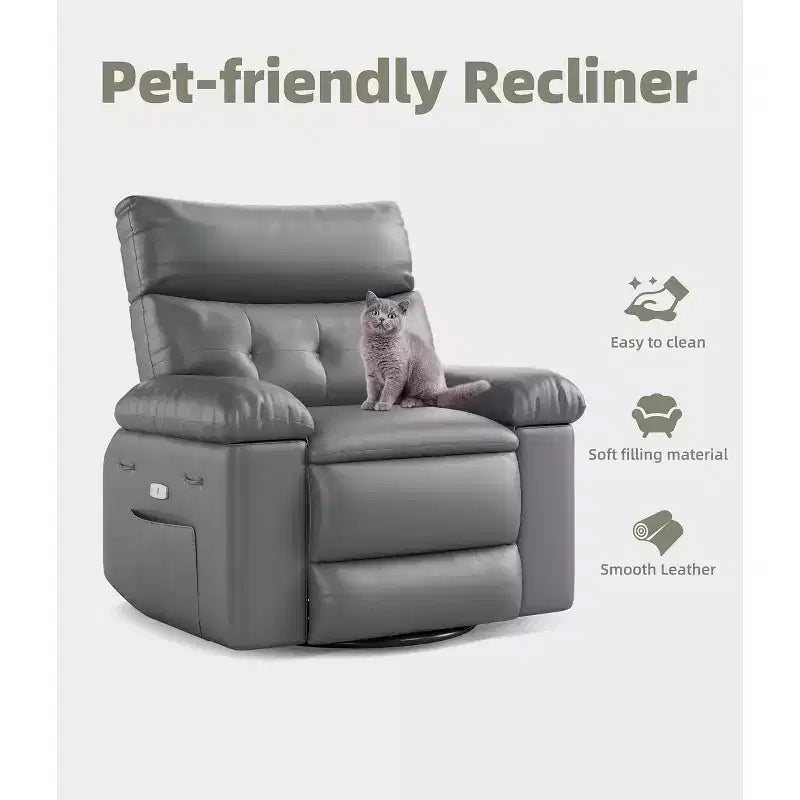 Power Lift Recliner Chair with Heat and Massage, Giant 27 Wide Seat, 360 Swivel Manual Rocker, Remote Control Oversized Recliner for Living Room