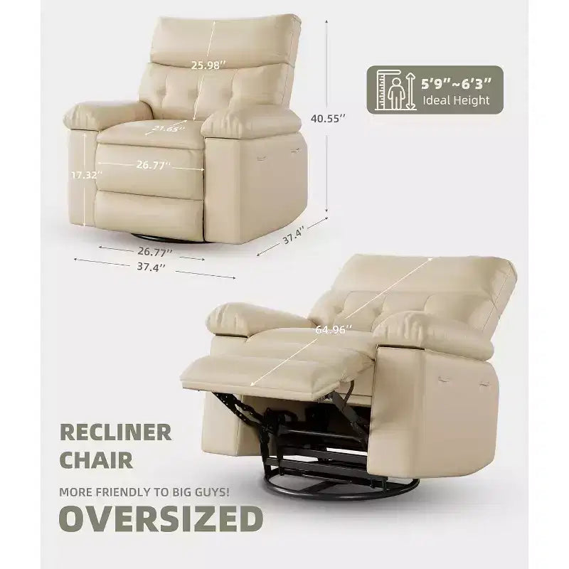 Power Lift Recliner Chair with Heat and Massage, Giant 27 Wide Seat, 360 Swivel Manual Rocker, Remote Control Oversized Recliner for Living Room