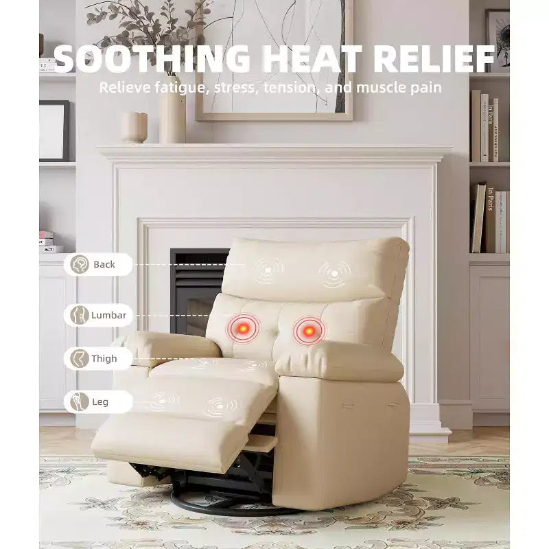 Power Lift Recliner Chair with Heat and Massage, Giant 27 Wide Seat, 360 Swivel Manual Rocker, Remote Control Oversized Recliner for Living Room