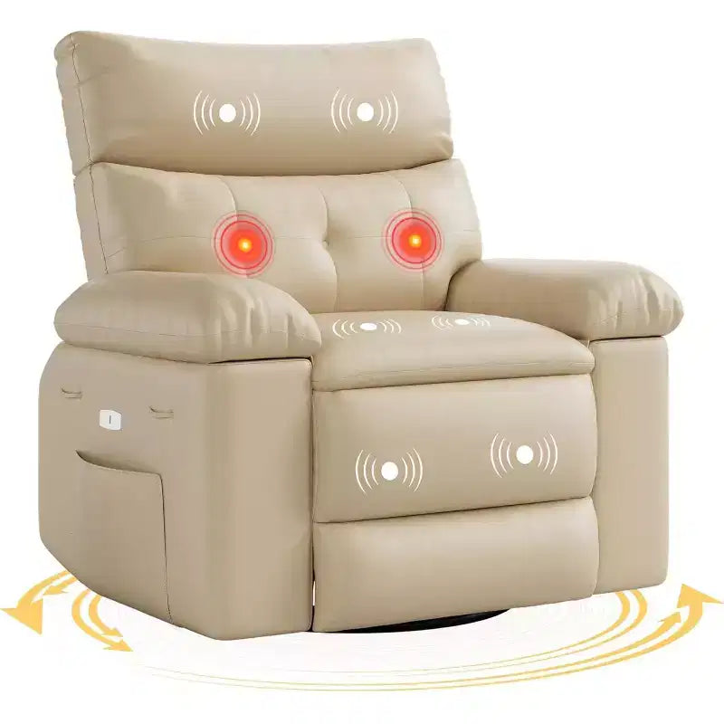 Power Lift Recliner Chair with Heat and Massage, Giant 27 Wide Seat, 360 Swivel Manual Rocker, Remote Control Oversized Recliner for Living Room