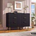 6-Drawer Double Dresser, 47.2 Fluted Wood Chest with Deep Storage & Large Top - TV Stand for Living Room, Bedroom, Hallway