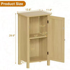 Meuble de rangement avec porte en rotin tressé, Organisateur autoportant peu encombrant à 2 niveaux, Table de chevet de finition pour salle de bain, cuisine, salon
