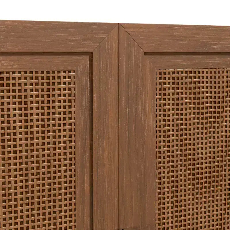 Buffet de rangement à portes en rotin 3 pièces avec étagères réglables - 93Lx36H