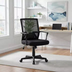 Homy Casa Mid-Back Mesh Desk Chair with Adjustable Height for Home Office or Study Area, Black