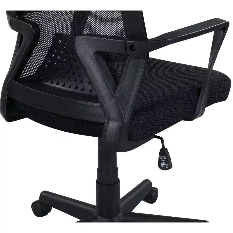 Chaise de bureau Homy Casa à dossier mi-haut en maille, avec hauteur réglable, pour bureau à domicile ou zone d'étude, noire