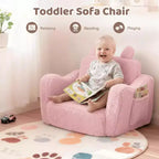 Kinder King Toddler Sofa Chair, 2-in-1 Foldable Baby Couch Flip Open Sofa Bed for Playroom, Pink