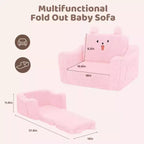 Kinder King Toddler Sofa Chair, 2-in-1 Foldable Baby Couch Flip Open Sofa Bed for Playroom, Pink