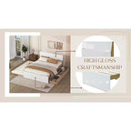 Full Size Sturdy Wood Bed Frame with Twin Trundle and 2 Storage Drawers, no Box Spring Needed, Trundle Bed for Bedroom, Guest Room, or Small Space