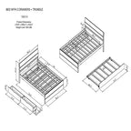 Full Size Sturdy Wood Bed Frame with Twin Trundle and 2 Storage Drawers, no Box Spring Needed, Trundle Bed for Bedroom, Guest Room, or Small Space