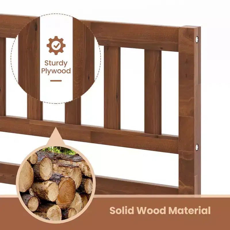 Costway Twin/Full/Queen Platform Bed with Headboard Solid Wood Leg Mattress Foundation Walnut