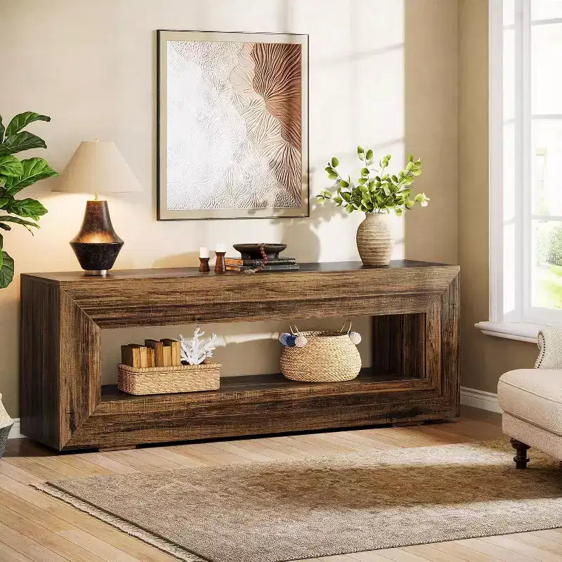 Lantine 63 TV Stand for 55/60/65/75-Inch TV, 2-Tier TV Console, Media Television Console, Entertainment Center for Living Room, Bedroom