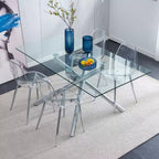 Lot de 6 chaises de salle à manger modernes en acrylique avec sièges transparents en forme de cuillère, chaises transparentes avec pieds dorés, pour salle à manger, cuisine, salon, argenté