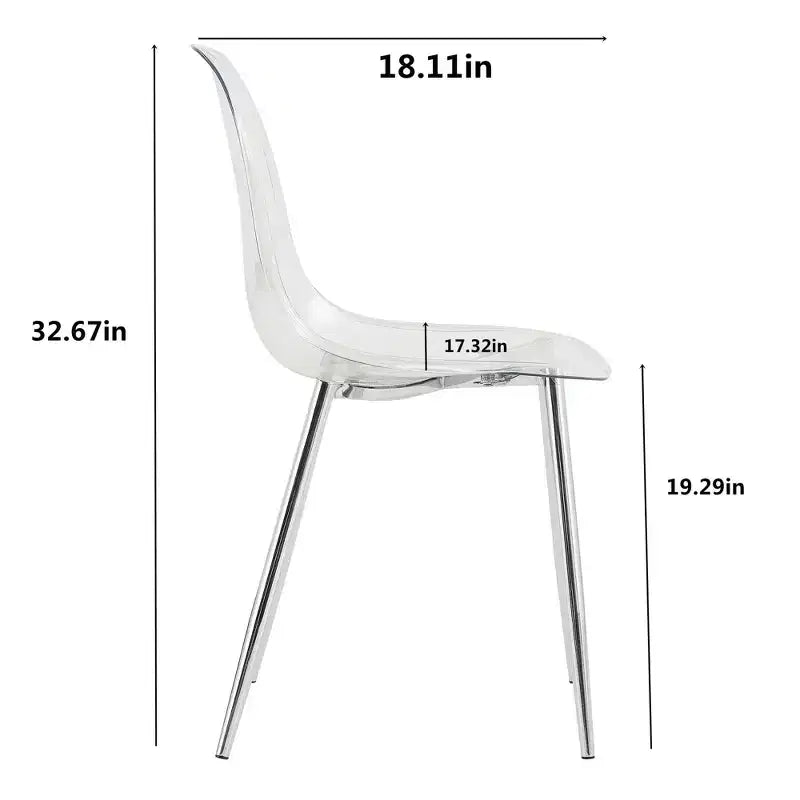 Lot de 6 chaises de salle à manger modernes en acrylique avec sièges transparents en forme de cuillère, chaises transparentes avec pieds dorés, pour salle à manger, cuisine, salon, argenté