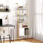 Costway 2PCS 72.5 Tall Bookshelf 5 Tier Wall Mount Ladder Bookcase w/ Cabinet