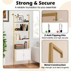 Costway 2PCS 72.5 Tall Bookshelf 5 Tier Wall Mount Ladder Bookcase w/ Cabinet
