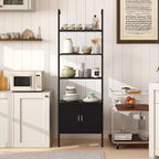 Costway 2PCS 72.5 Tall Bookshelf 5 Tier Wall Mount Ladder Bookcase w/ Cabinet