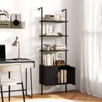 Costway 2PCS 72.5 Tall Bookshelf 5 Tier Wall Mount Ladder Bookcase w/ Cabinet