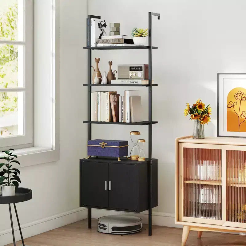 Costway 2PCS 72.5 Tall Bookshelf 5 Tier Wall Mount Ladder Bookcase w/ Cabinet