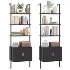 Costway 2PCS 72.5 Tall Bookshelf 5 Tier Wall Mount Ladder Bookcase w/ Cabinet