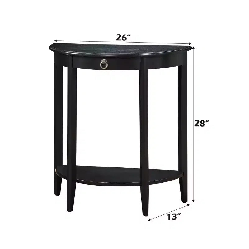 Table console GDFStudio Dain moderne en bois demi-lune avec 1 étagère ouverte