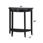Table console GDFStudio Dain moderne en bois demi-lune avec 1 étagère ouverte