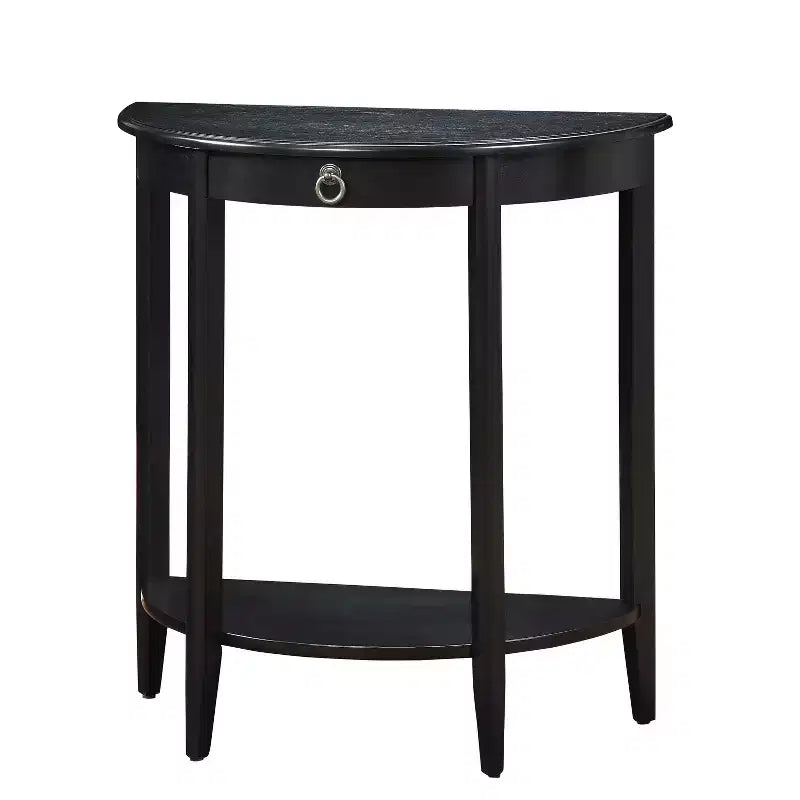 Table console GDFStudio Dain moderne en bois demi-lune avec 1 étagère ouverte