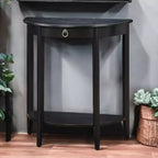 Table console GDFStudio Dain moderne en bois demi-lune avec 1 étagère ouverte