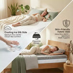 Dyonery Cooling Memory Foam Mattress, Dual-Sided Firmness with Ice Silk Cover, Green Tea Gel Bed for Sleep Support