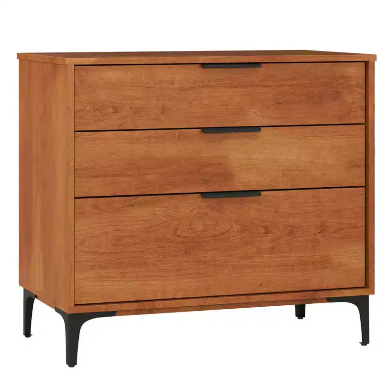 Costway 3-Drawer Dresser w/ Metal Support Legs & Anti-tipping Kit for Bedroom Cherry