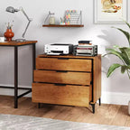 Costway 3-Drawer Dresser w/ Metal Support Legs & Anti-tipping Kit for Bedroom Cherry