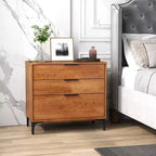 Costway 3-Drawer Dresser w/ Metal Support Legs & Anti-tipping Kit for Bedroom Cherry