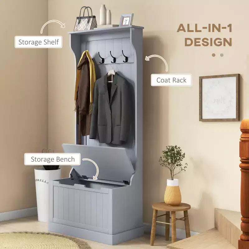 Meuble d'entrée avec porte-manteau et banc, banc de vestiaire avec rangement et patères