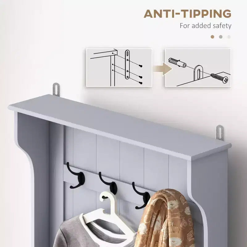 Meuble d'entrée avec porte-manteau et banc, banc de vestiaire avec rangement et patères
