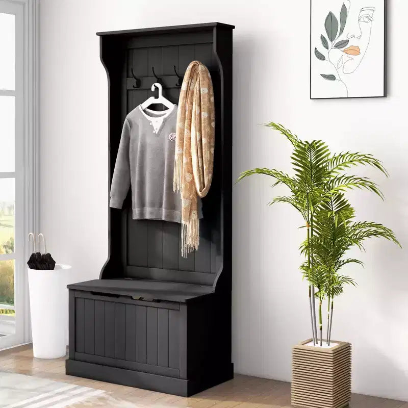 Meuble d'entrée avec porte-manteau et banc, banc de vestiaire avec rangement et patères