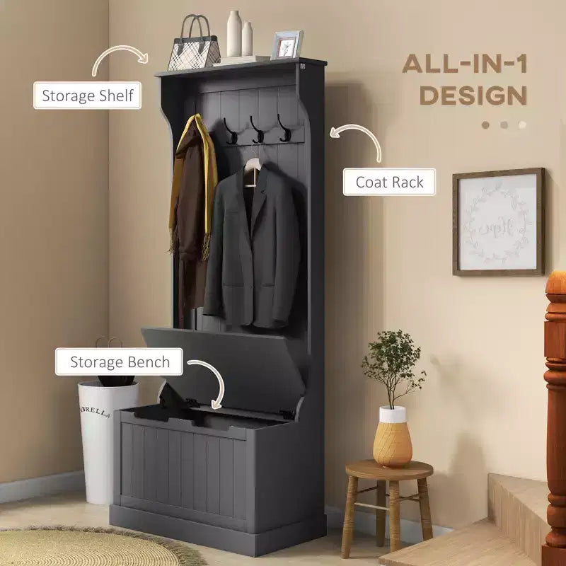 Meuble d'entrée avec porte-manteau et banc, banc de vestiaire avec rangement et patères